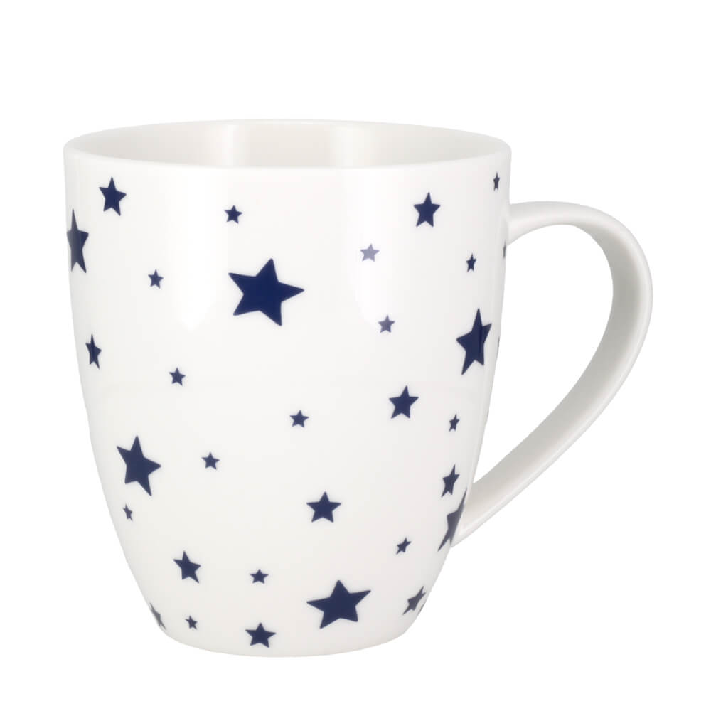 Joyce & Joan Ink Blue Stars Fine China Gift Mug 450ml Coffee Cup