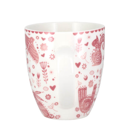 Joyce & Joan Animal Folk Penzance Pink Pattern Fine China Mug 450ml