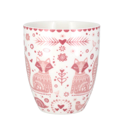 Joyce & Joan Animal Folk Penzance Pink Pattern Fine China Mug 450ml
