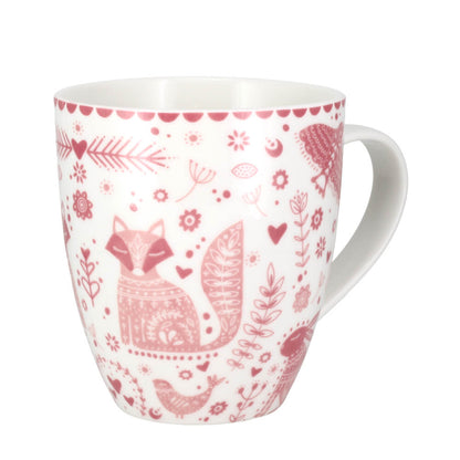 Joyce & Joan Animal Folk Penzance Pink Pattern Fine China Mug 450ml