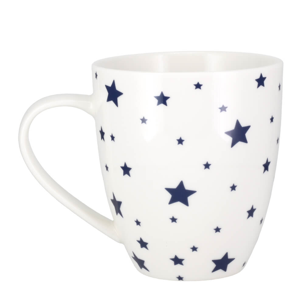 Joyce & Joan Ink Blue Stars Fine China Gift Mug 450ml Coffee Cup
