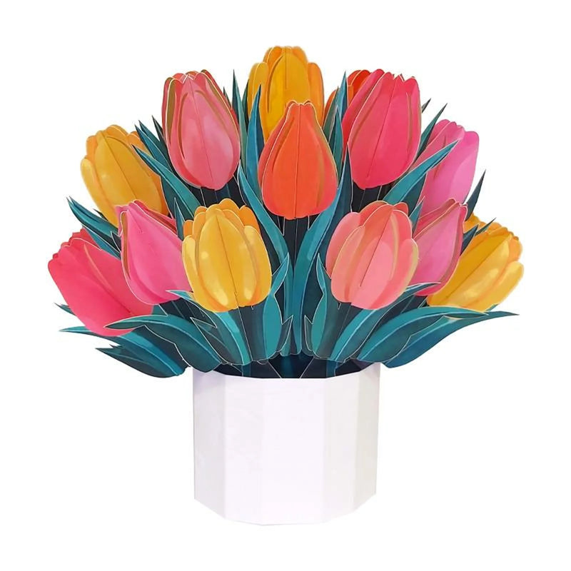 Large Pop-Up Flower Bouquet Card Tulips Florever by Origamo