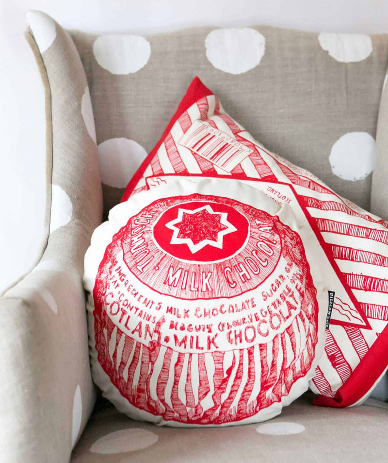 Gillian Kyle Tunnock's Teacake Wrapper Round Duck Feather Cushion