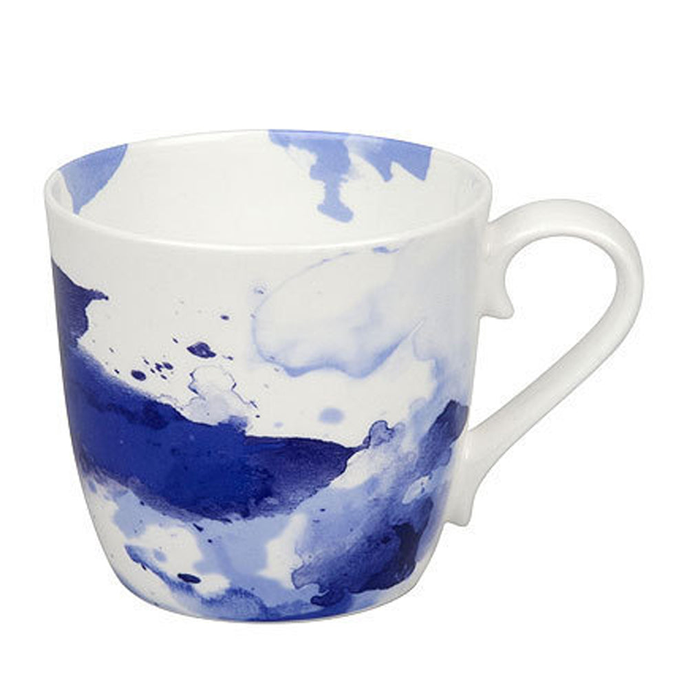 Large Creative Bone China Porcelain Mug, Elegant Blue Ceramic Coffee M