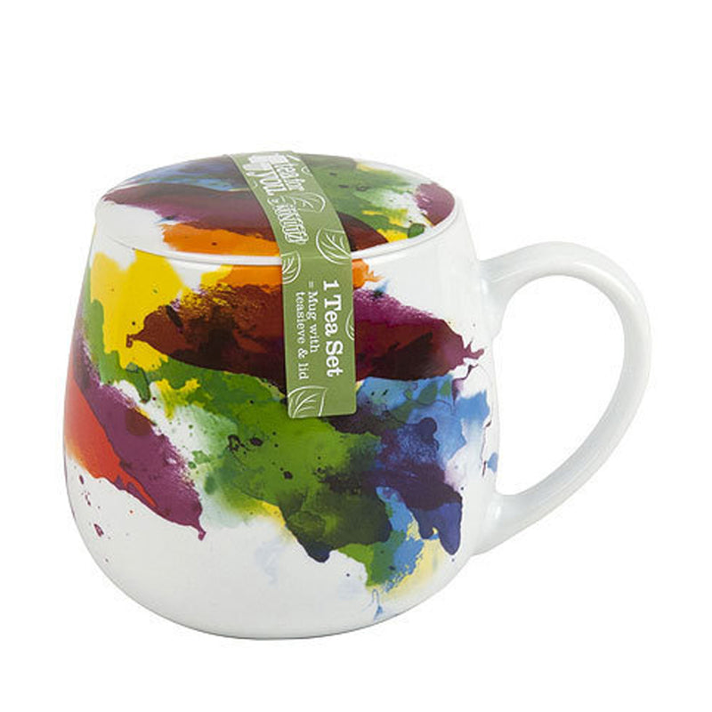 Koenitz Tea Set Mug Watercolour Flow Porcelain Cup with Sieve & Lid