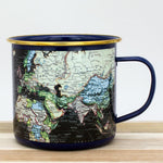 Gift Republic Vintage World Map Dark Blue Enamel Mug 500ml