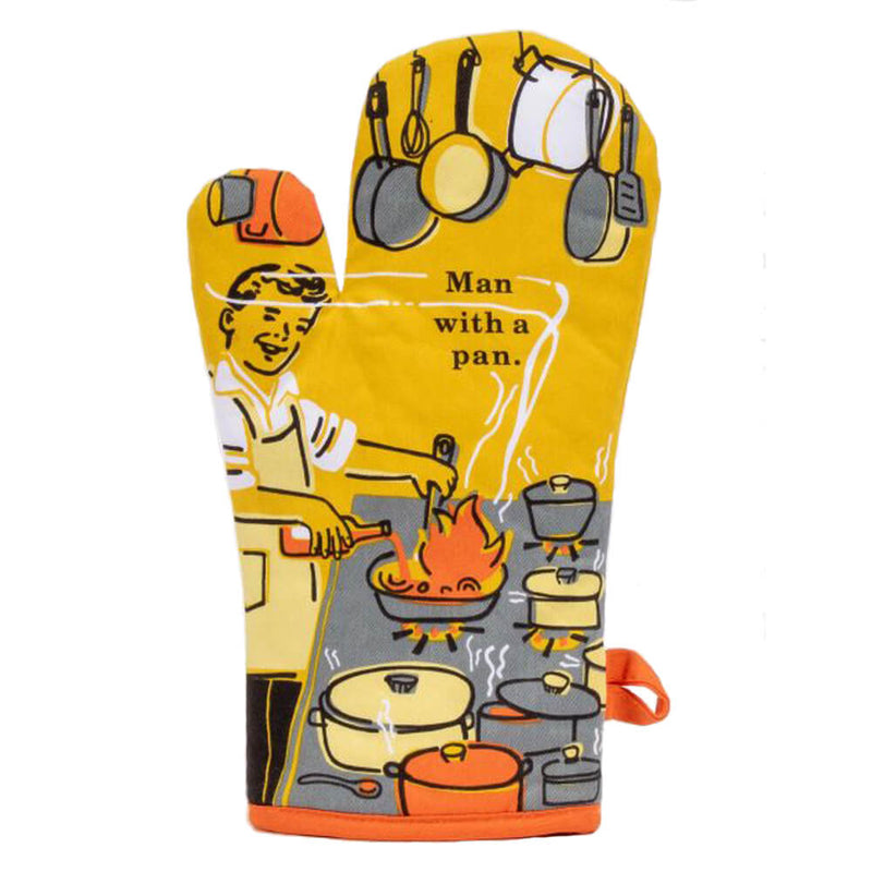 Blue Q Man With A Pan Retro Super-Insulated Cotton Oven Mitt
