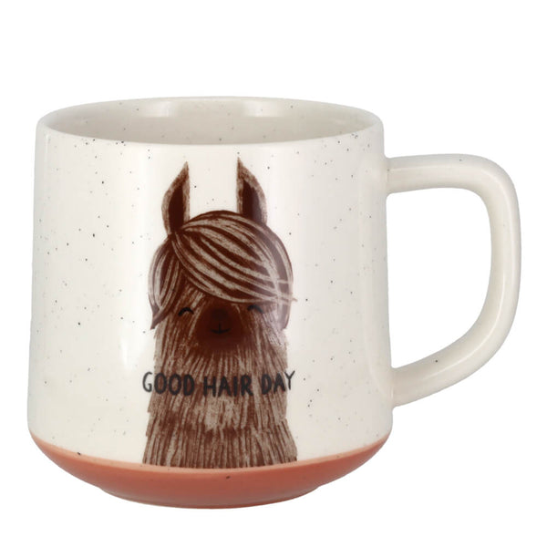 Speckled Finish Good/Bad Hair Day Llama Large Mug by Creative Tops