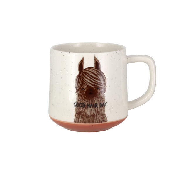 Speckled Good/Bad Hair Day Llama Ceramic Mug