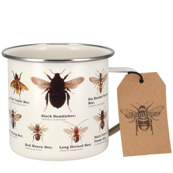 Gift Republic Ecologie Bombus Bees Cream Enamel Coffee Mug 500ml