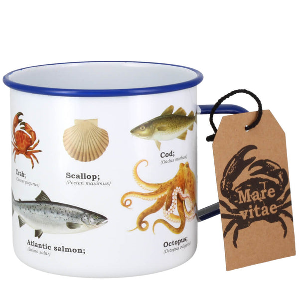 Gift Republic Ecologie Mare Vitae Sea Life White Enamel Mug 500ml