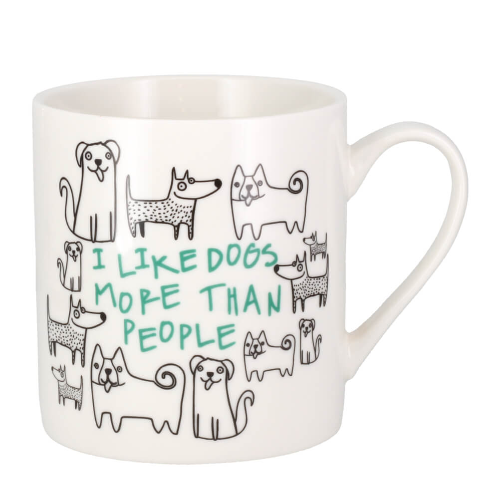 I Like Dogs More Than People Mug KitchenCraft White China Coffee Cup