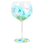 Hand Painted Gin Glass Lynsey Johnstone Blue Gerberas Balloon Glass