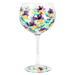 Hand Painted Gin Glass Lynsey Johnstone Pansies Large Balloon Glass
