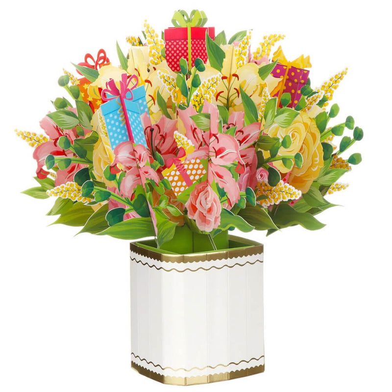 Large Pop-Up Flower Bouquet Card Birthday Lilies Florever by Origamo