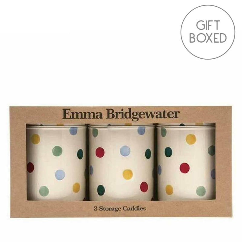 Elite Tins Emma Bridgewater Polka Dot Set of 3 Round Storage Caddies