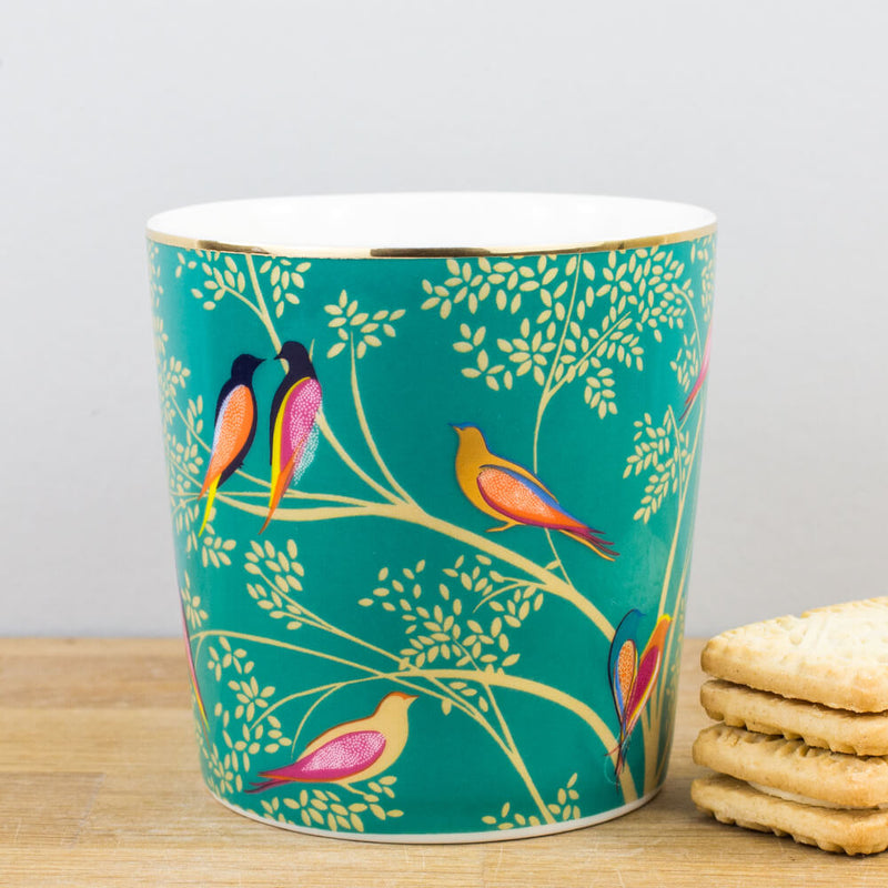Portmeirion Sara Miller Chelsea Green & Gold Fine China Gift Boxed Mug