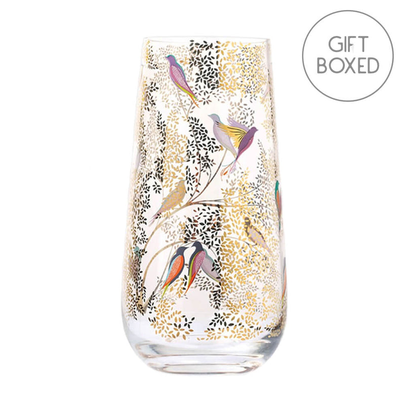 Portmeirion Sara Miller Chelsea Medium Gold Leaves Glass Flower Vase
