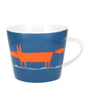 Scion Mr Fox Mug Denim Blue and Orange Fine China 350ml Coffee Cup