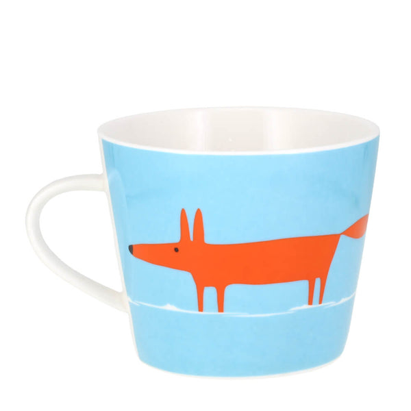 Scion Mr Fox Mug Duck Egg Blue and Orange Fine China 350ml Coffee Cup