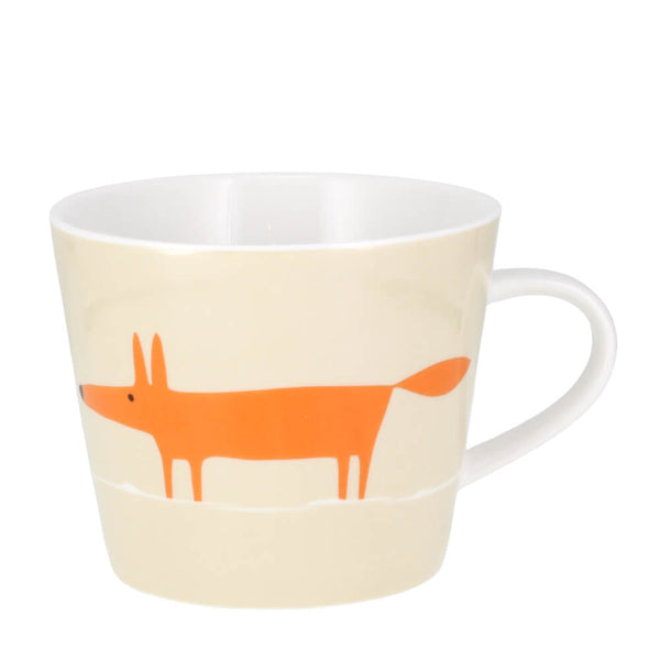 Scion Mr Fox Mug Neutral Stone & Orange Print 350ml Coffee Mug