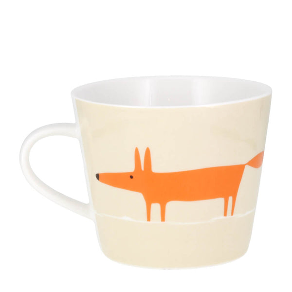 Scion Mr Fox Mug Neutral Stone & Orange Print 350ml Coffee Mug
