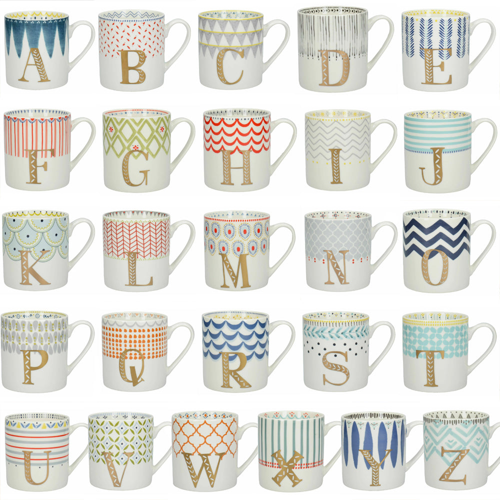 Creative Tops Fine China Alphabet A to Z Letter Gift Mugs
